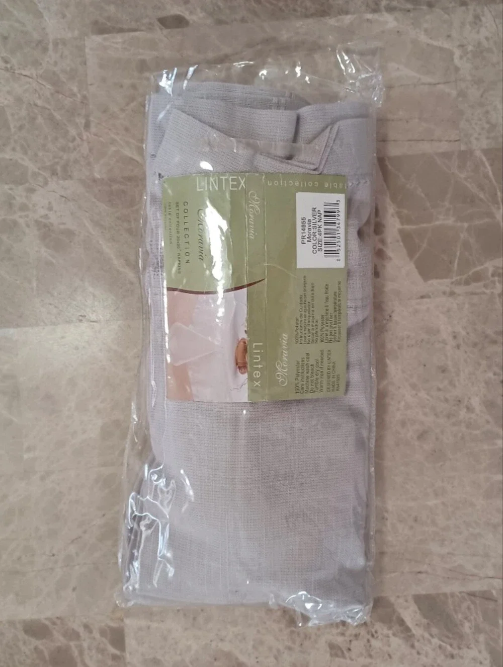 Vintage Lintex Silver Gray Napkins Set of 4 20x20 NEW In Opened Package